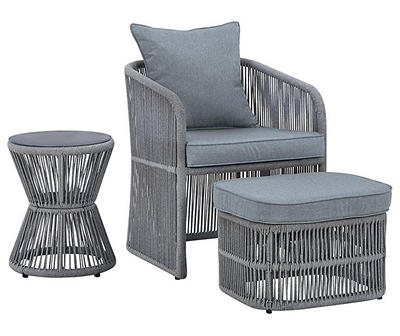Coast Island 3-Piece Cushioned Patio Chair, Ottoman & Side Table Set