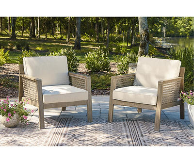 Barn Cove Wood Cushioned Patio Lounge Chairs, 2-Pack