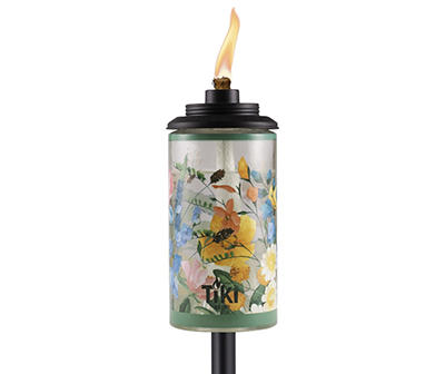 Easy Install Wildflower Glass Adjustable Outdoor Torch