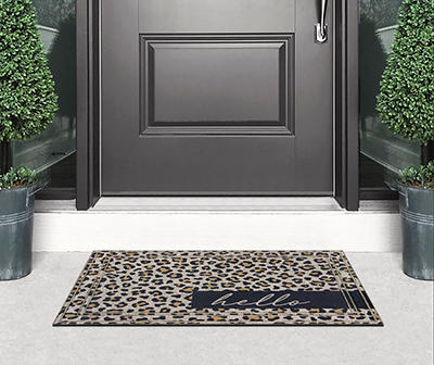 Soho "Hello" Brown Leopard Print Doormat