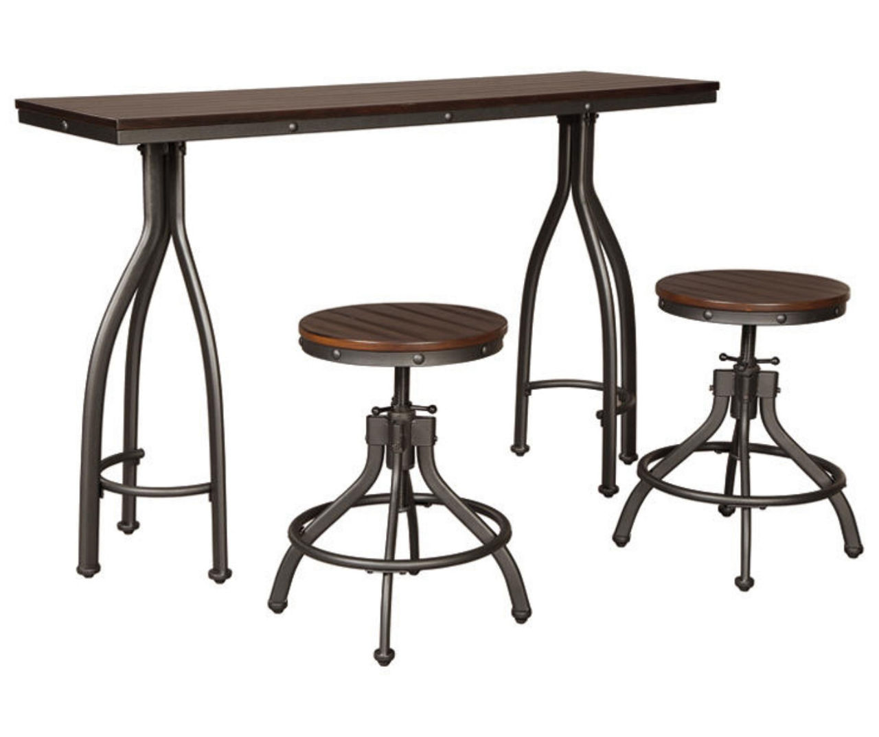 Industrial Long Bar Height Table Set for 6 Wooden 7 Piece