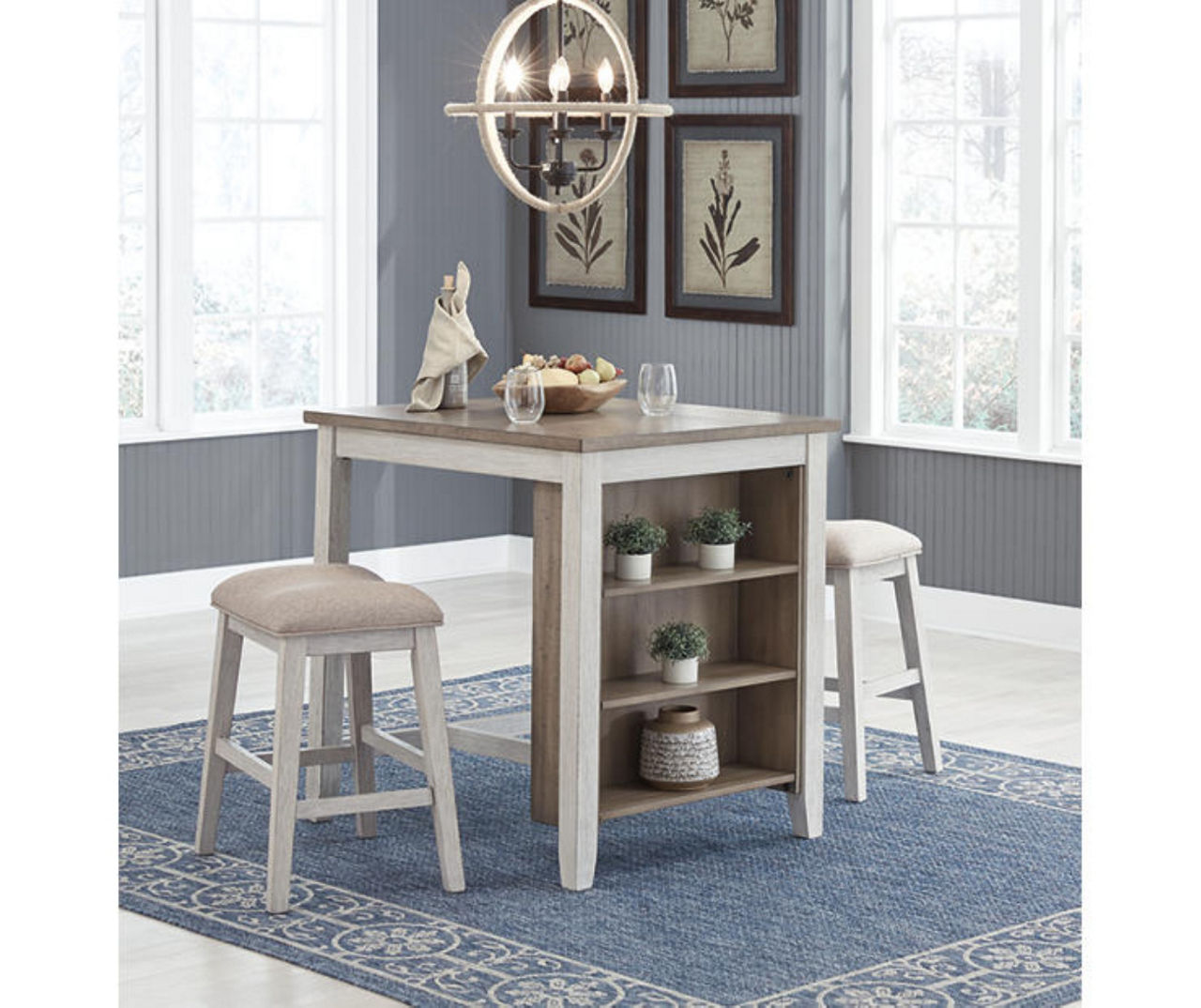 Signature Design By Ashley Nutley 3-Piece Storage Counter-Height Dining ...