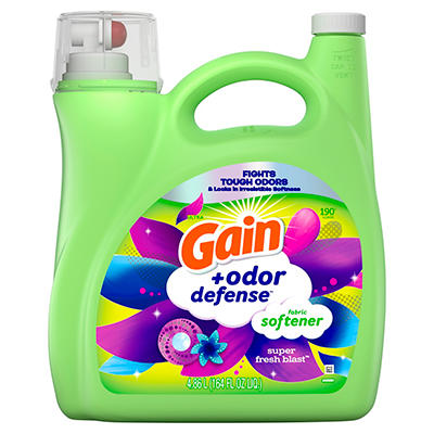 Odor Defense Liquid Fabric Softener, Super Fresh Blast Scent, 190 Loads, 164 Oz, HE Compatible