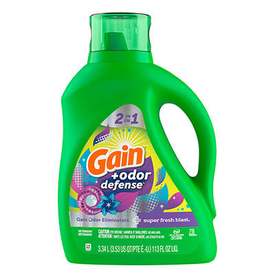 Odor Defense Liquid Laundry Detergent, Super Fresh Blast Scent, 78 Loads, 113 Oz, HE Compatible