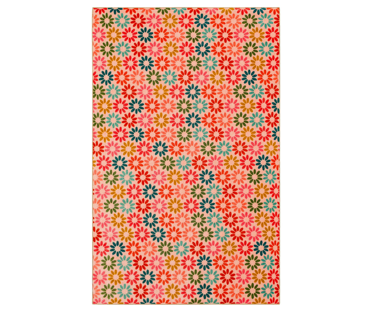 Enchanted Floral Pink & Multi-Color Area Rug, (5' x 8')