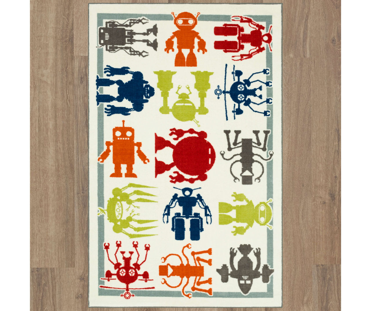Mohawk White & Multi-Color Robot Army Area Rug, (5' x 8') | Big Lots