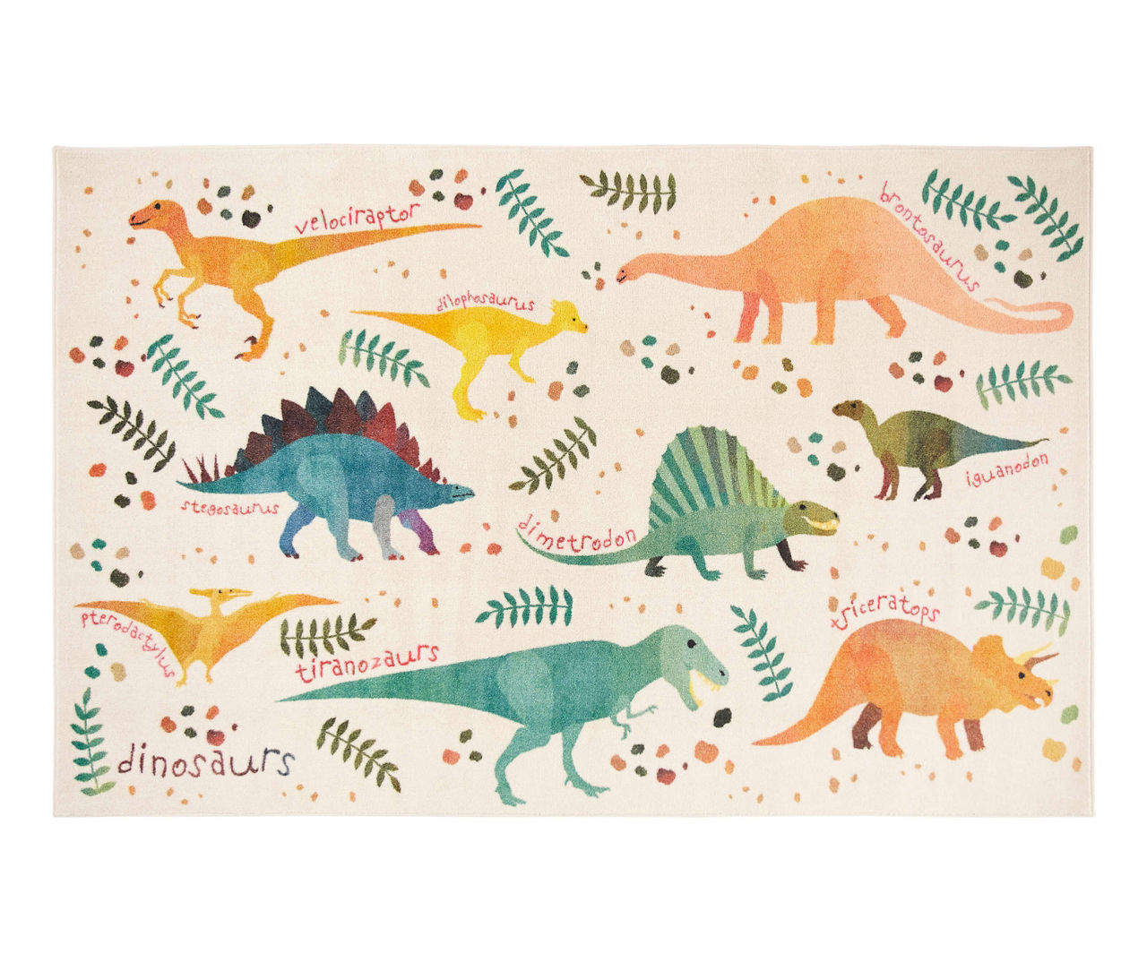 Mohawk White & Multi-Color Dino Jungle Area Rug, (5' x 8') | Big Lots