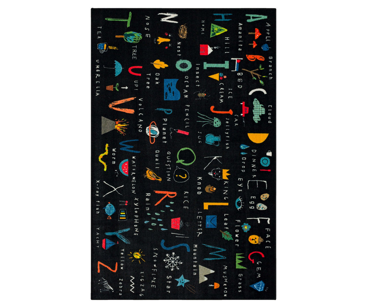 Mohawk ABC Letters Black MultiColor Area Rug, (5' x 8') Big Lots
