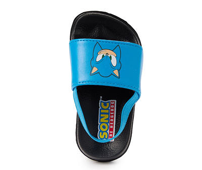 Toddler Sonic the Hedgehog Black & Blue Character Face Heel-Strap Slide