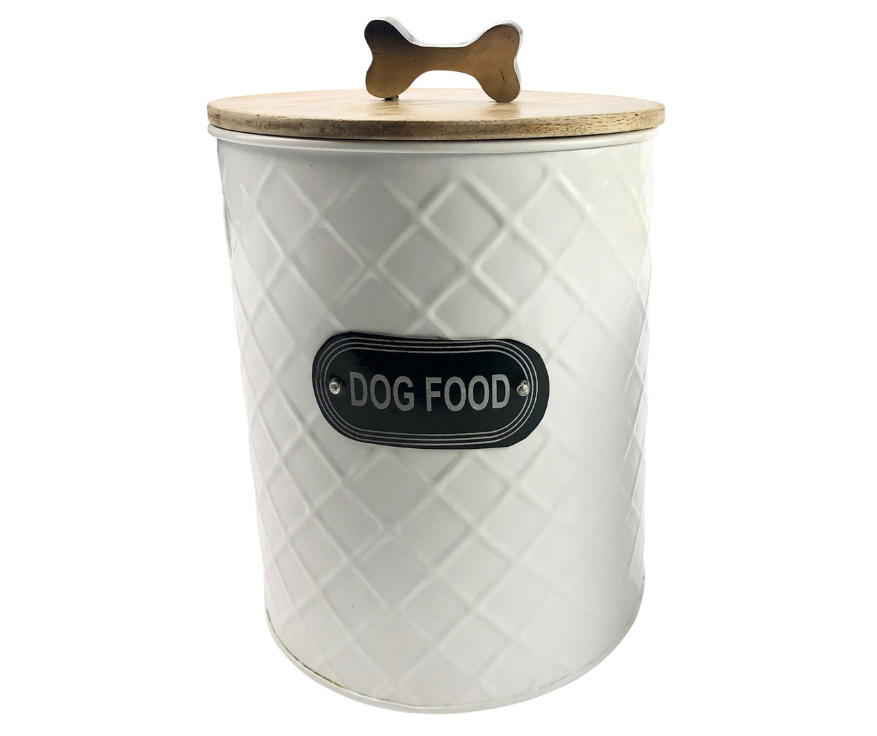 Dog Food White Embossed Metal Canister 7