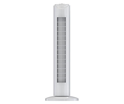 29" White 3-Speed Oscillating Tower Fan