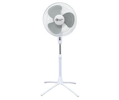 18" White 3-Speed Oscillating Pedestal Fan