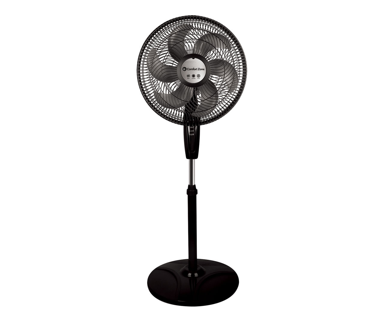 Comfort zone 18 black 3 speed oscillating powr curve pedestal fan