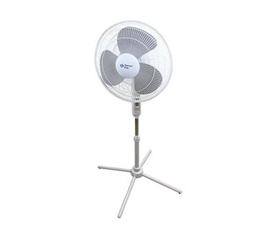 16" White 3-Speed Oscillating Pedestal Fan