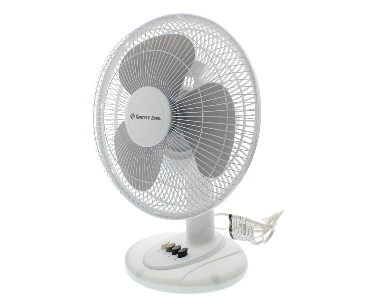 Comfort Zone 12" White 3Speed Oscillating Table Fan Big Lots