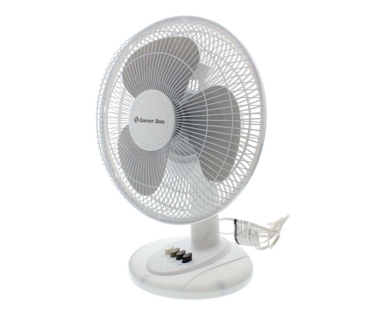 12" White 3-Speed Oscillating Table Fan