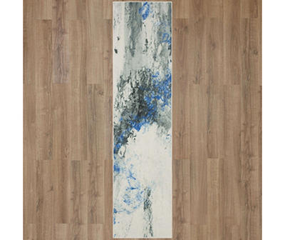 Gold Vein Gray & Blue Abstract Area Rug, (2' x 5')