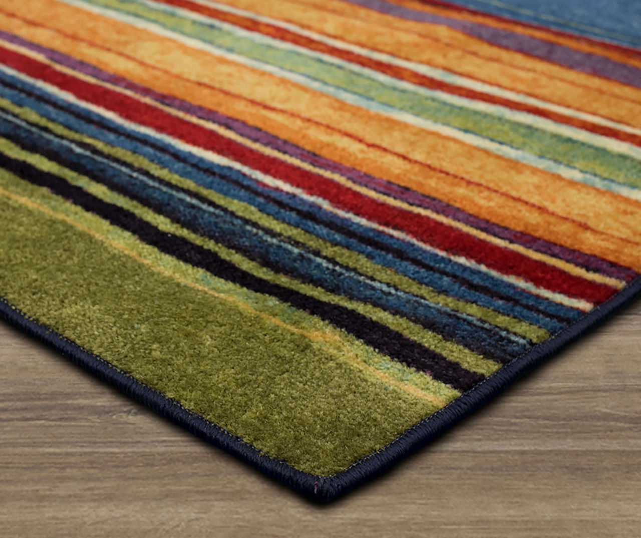 Blue, Orange & Green Stripe Accent Rug, (20