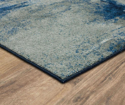 Fusion Blue & Gray Abstract Area Rug, (2' x 5')