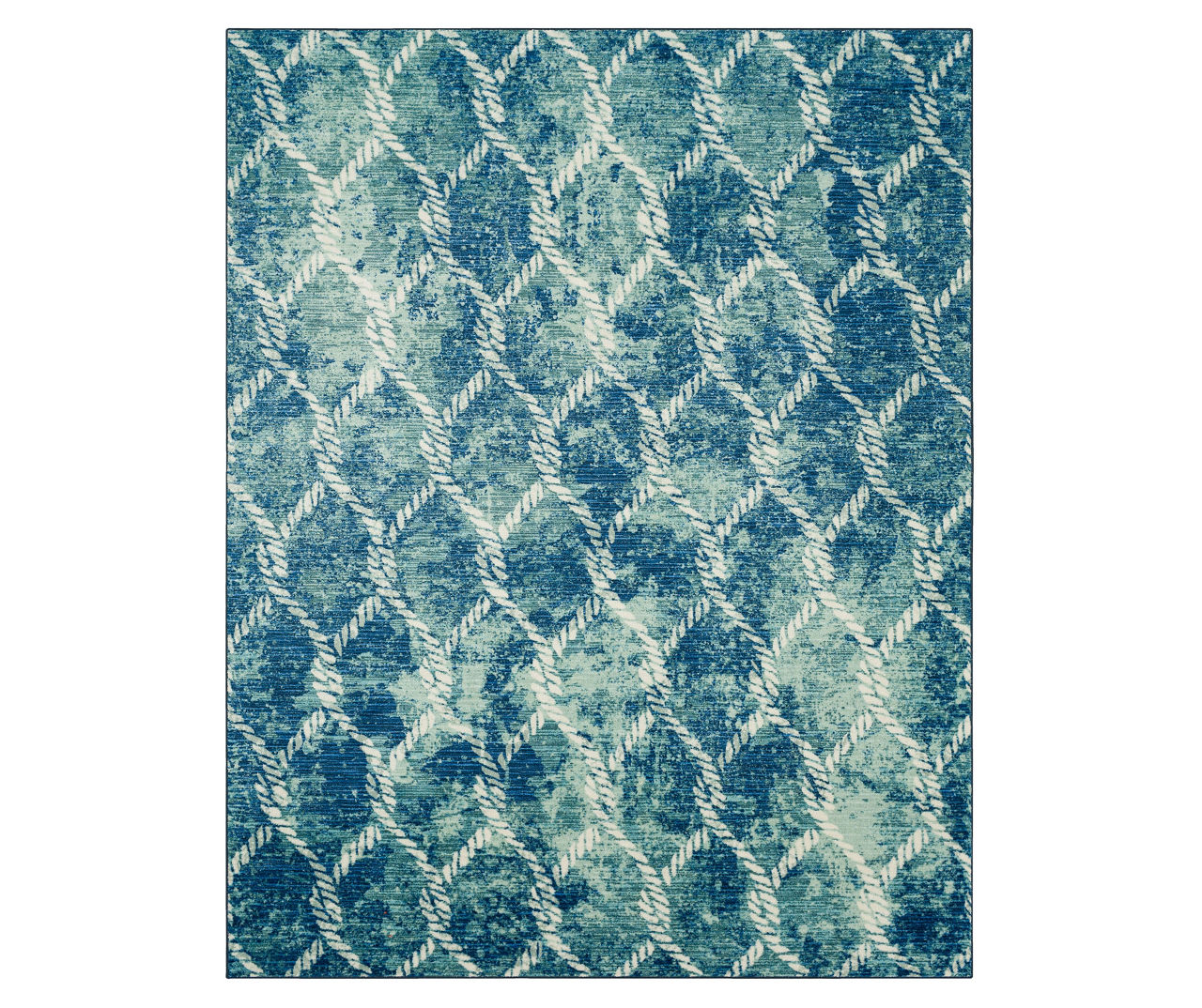 Mohawk Aqua & White Diamond Rope Area Rug, (5' x 8') Big Lots