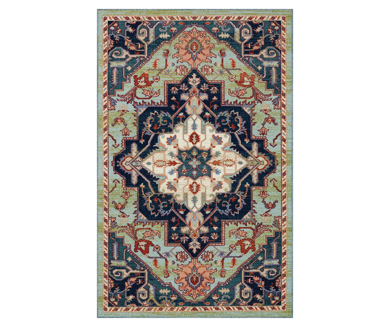 Mohawk Tethys Green & Blue Ornamental Area Rug, (5' x 8') Big Lots