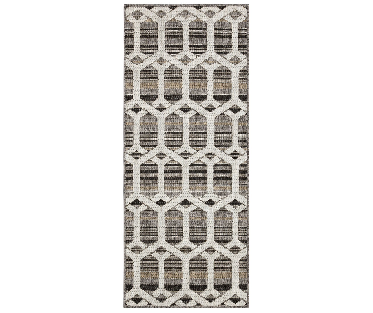 Mohawk Cabana Gray & White Geometric Outdoor Area Rug, (2.5' x 6