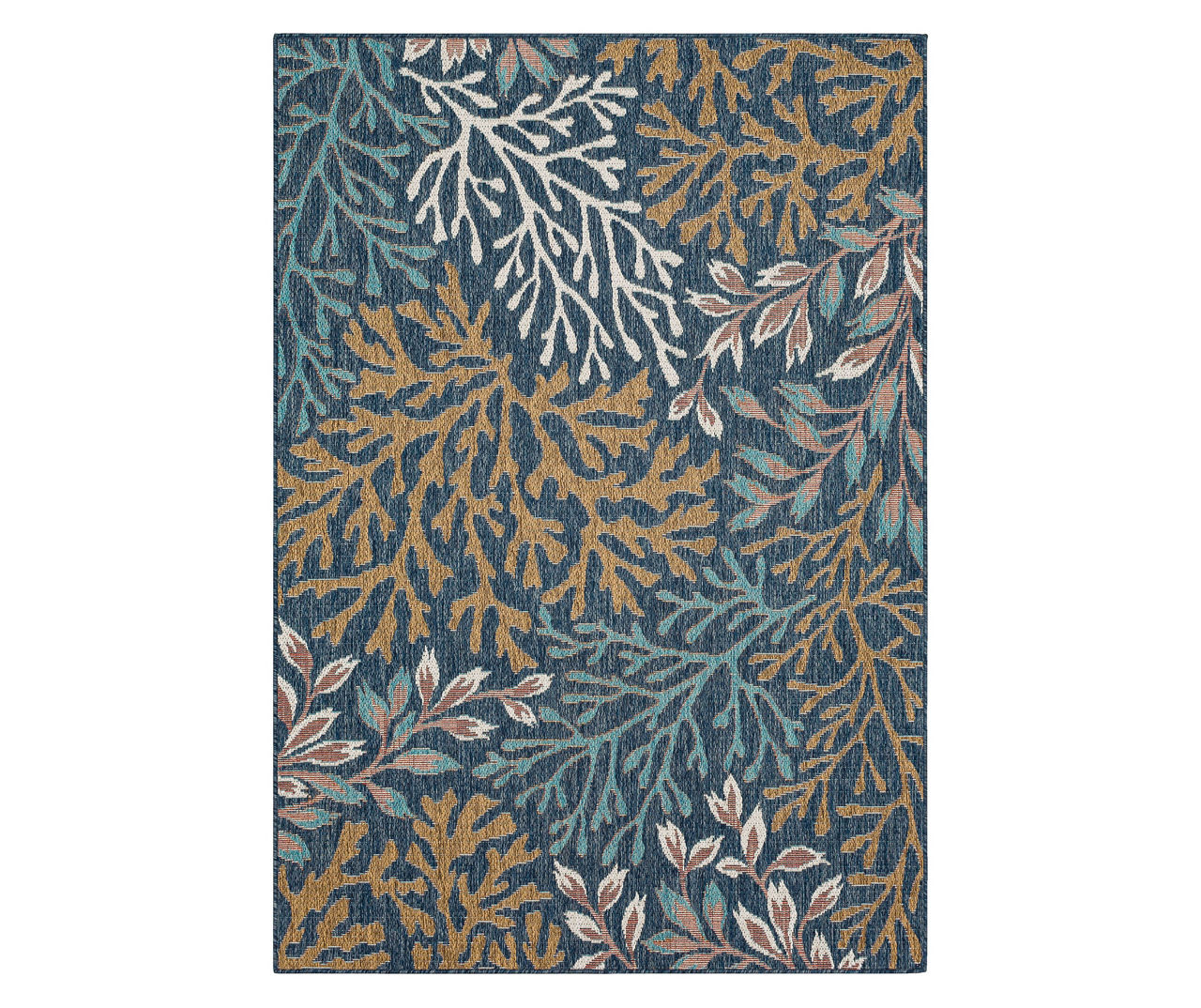 Coastal Cove Blue & Brown Coral Pattern Outdoor Area Rug, (8' x 10')