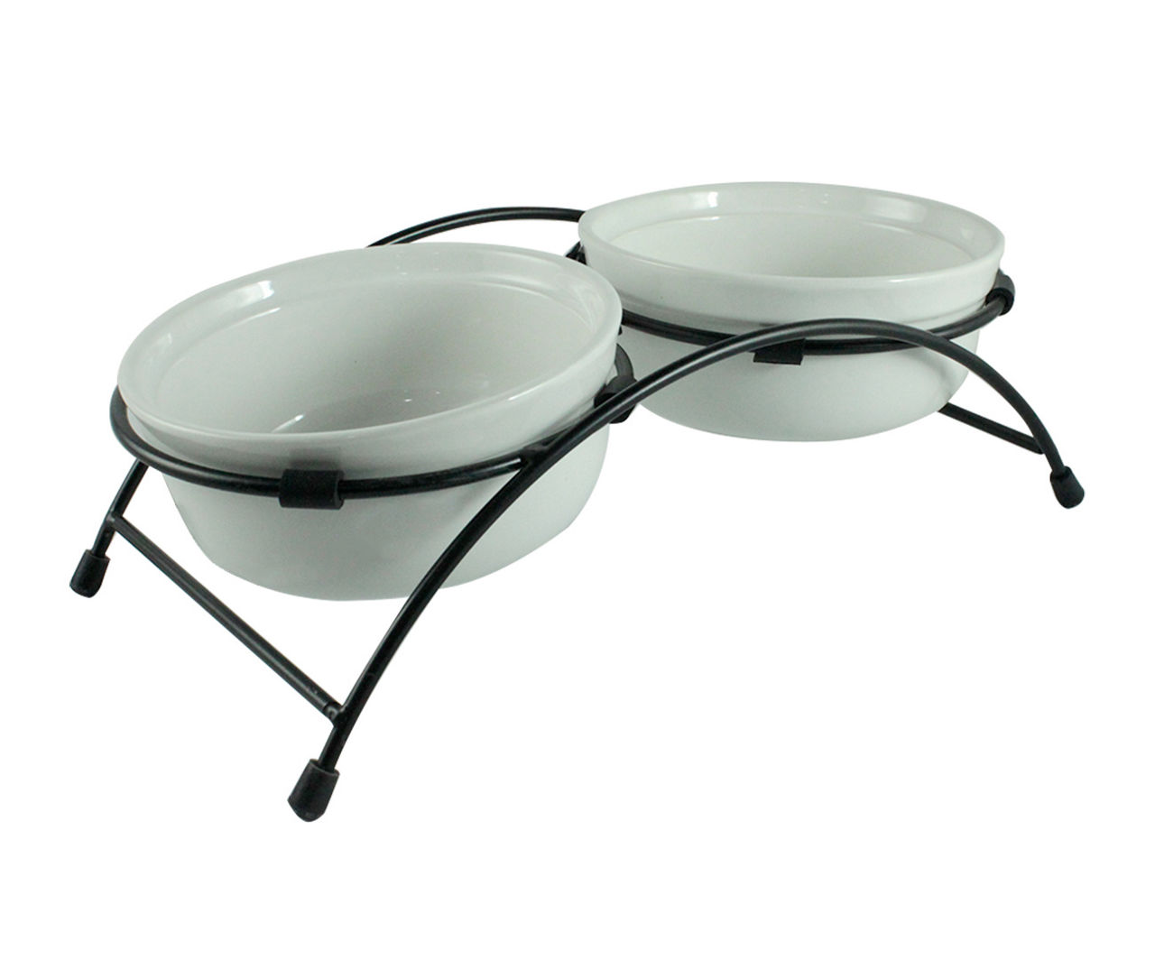 Stainless Steel Double Pet Bowls with Black Melamine Stand