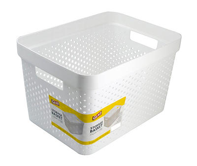 White Perforated Storage Basket, 4 Gal.