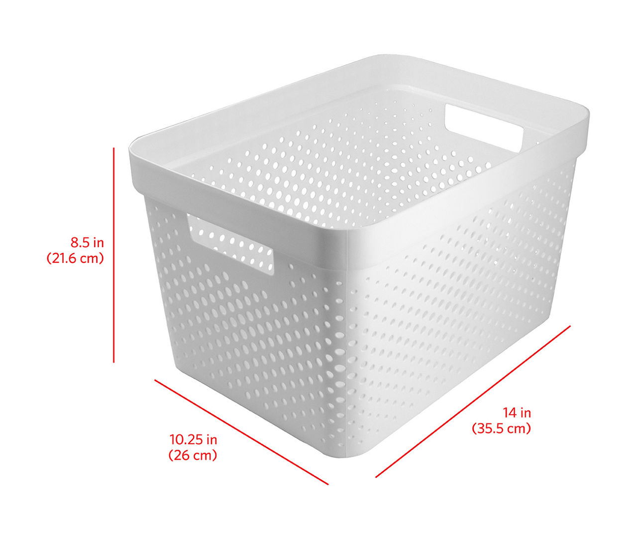 Gloreen White Plastic Basket, 8 Quart Weave Storage Baskets, 4 Packs