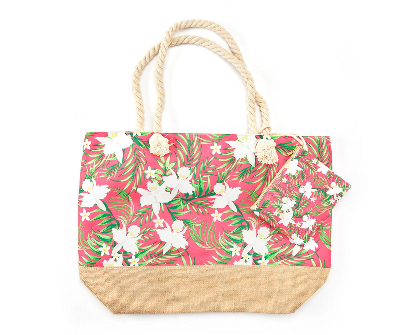 Pink Tropical Foliage Tote