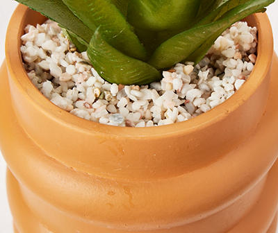 Wild Sedona Artificial Succulent in Orange Ribbed Cement Pot