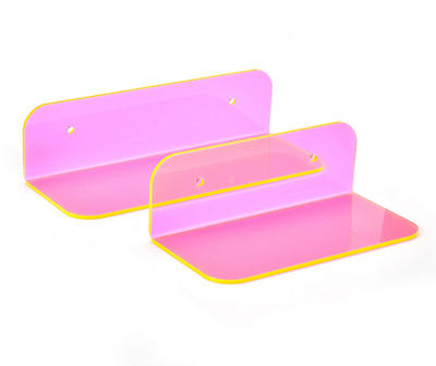 Euphoric Expression Neon Pink Acrylic 2-Piece Wall Shelf Set