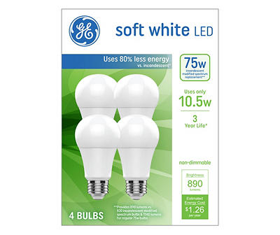 75-Watt Equivalent Soft White A19 LED Light Bulb, 4-Pack