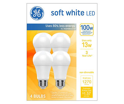 100-Watt Equivalent Soft White A19 LED Light Bulb, 4-Pack