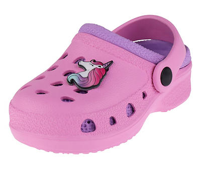 Toddler M Pink & Purple Unicorn Charm Heel-Strap Clog