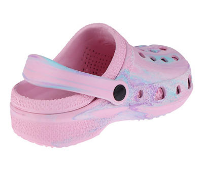 Kids' Pink & Blue Tie-Dye Swirl Heel-Strap Clog