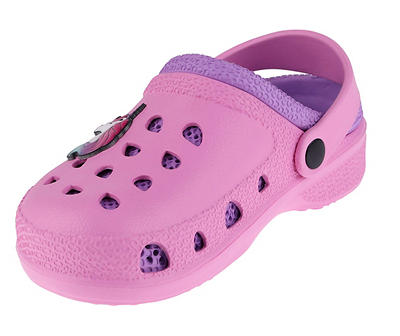 Kids' Pink & Purple Unicorn Charm Heel-Strap Clog