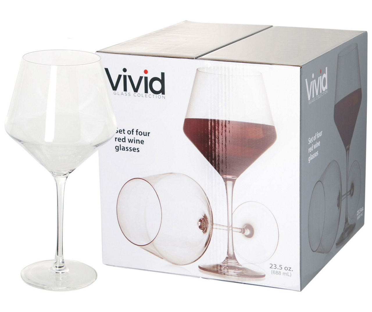 Home Essentials Vivid Red Wine 4Piece Glassware Set Big Lots