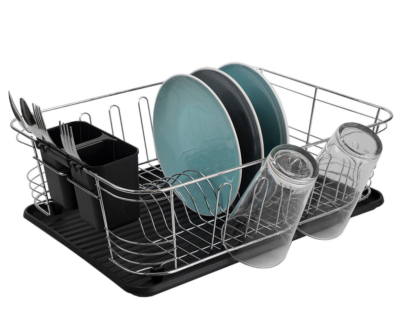 Home Basics Black 3-Piece Dish Rack Set