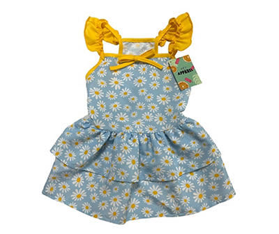 Pet Blue & Yellow Daisy Ruffle Dress
