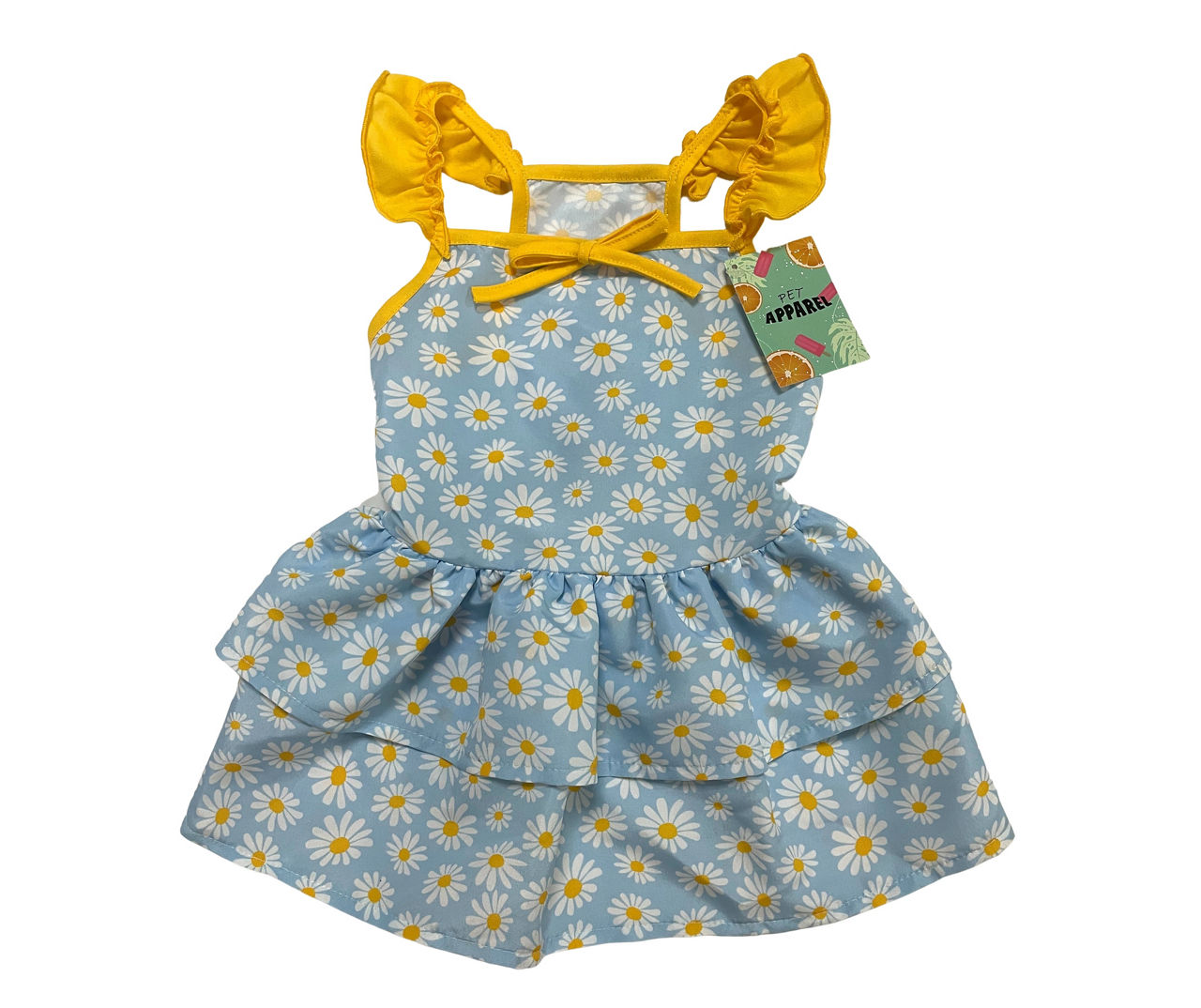 Pet Medium Blue & Yellow Daisy Ruffle Dress