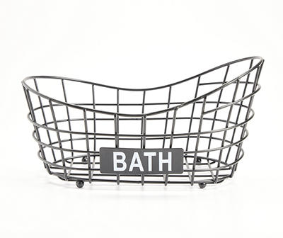 Real Living Bath Black Bathtub Wire Storage Basket