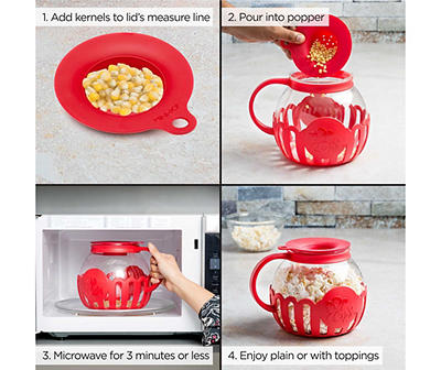 Ecolution Micro-Pop Red Microwave Popcorn Popper, 3 Quarts