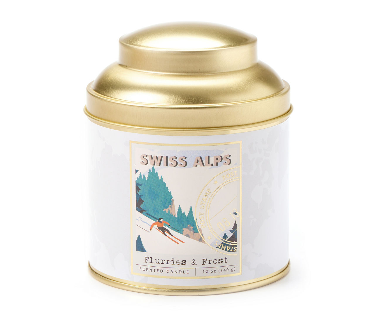 Swiss Alps Flurries & Frost Gold Tin Candle, 12 oz. Big Lots