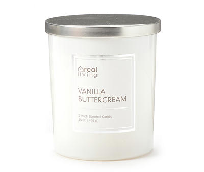 Vanilla Buttercream White Colored Glass Jar Candle, 15 oz.