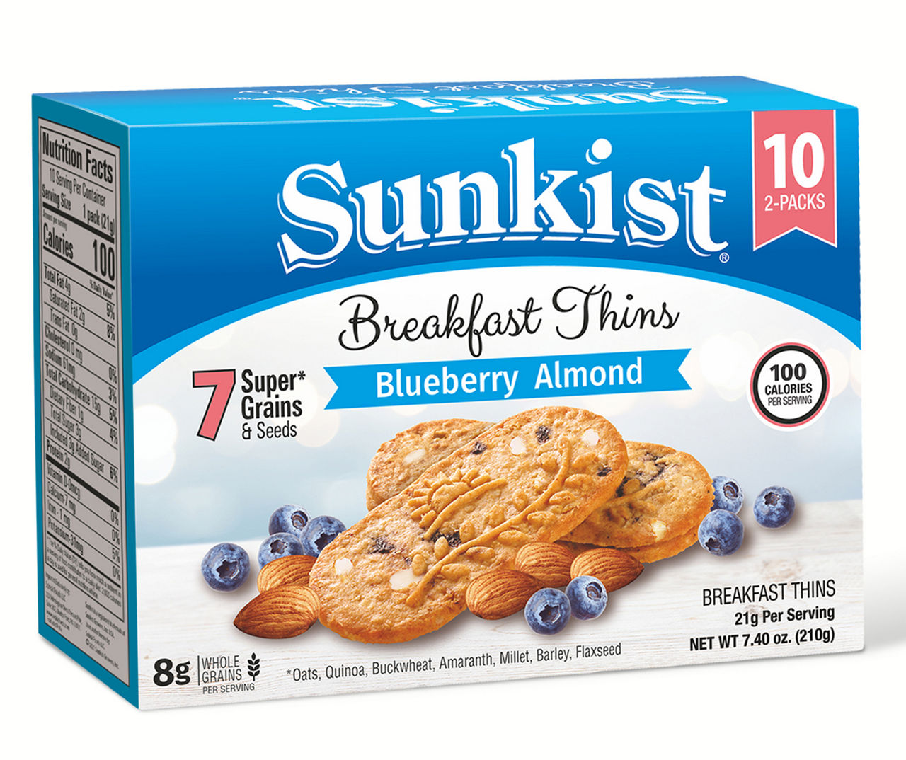 Sunkist Blueberry Almond Breakfast Thins, 10Pack Big Lots