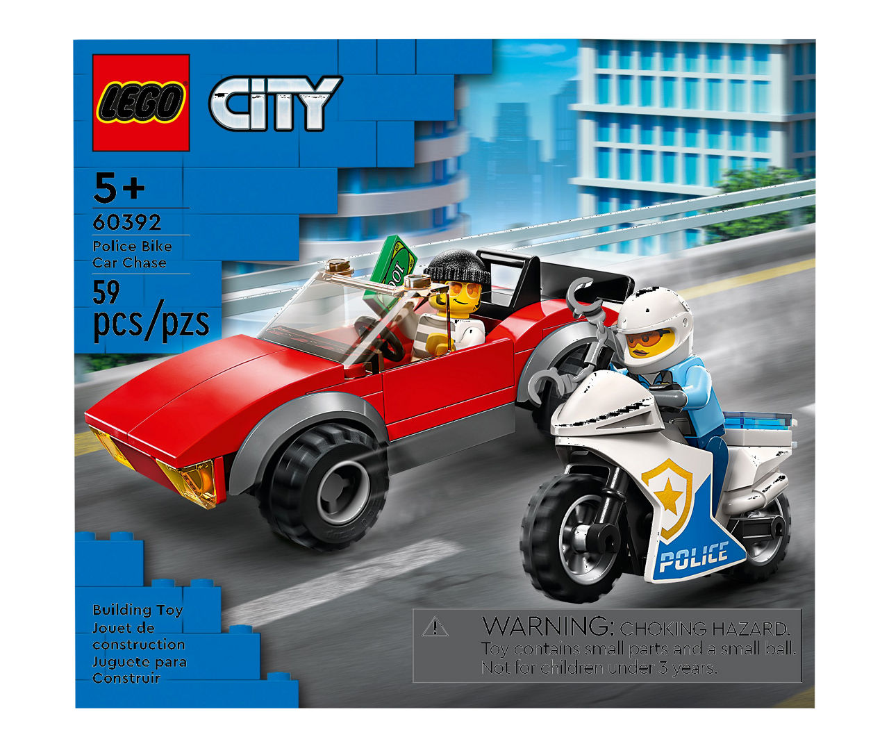 LEGO City Police Bike Car Chase 59 Piece 60392 Building Set Big Lots