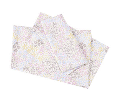 White & Pastel Daisy Queen 4-Piece Microfiber Sheet Set