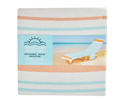 Blue & Orange Stripe Chaise Lounger Beach Towel